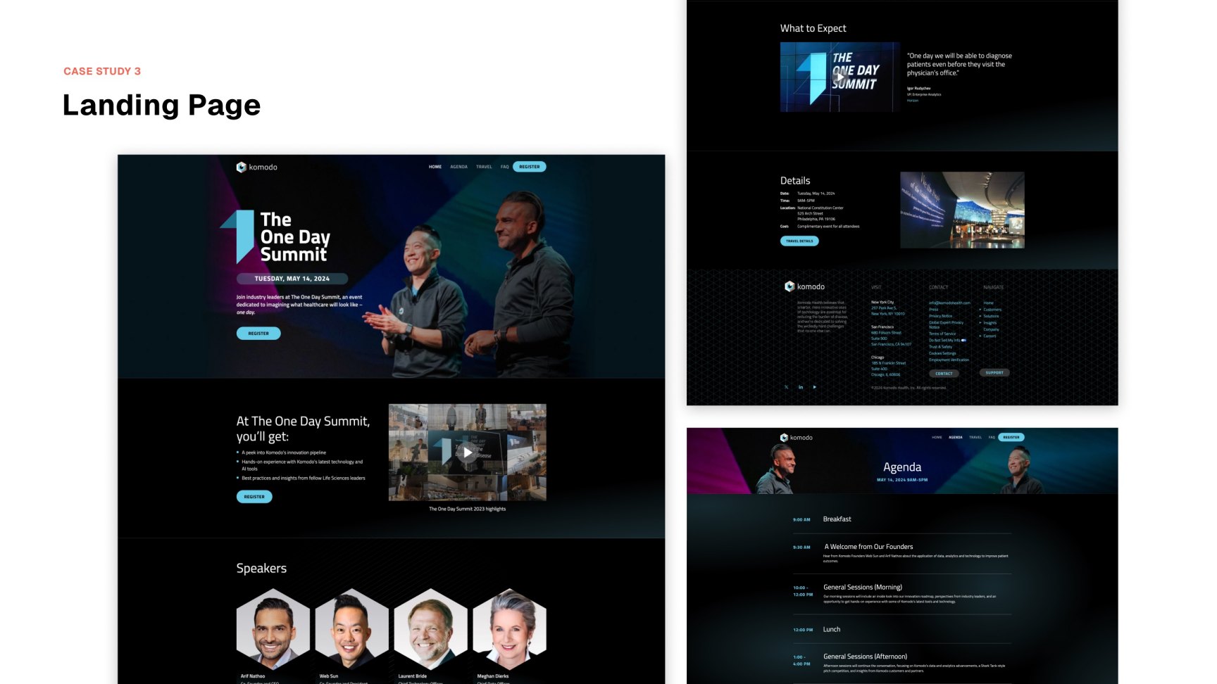 The One Day Summit landing page work, view 2.1